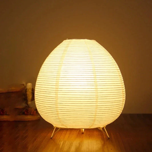 Japanese LED Rice Paper Lantern Table Lamp – Modern Warm Glow Bedside, Living Room & Zen Home Decor Lighting